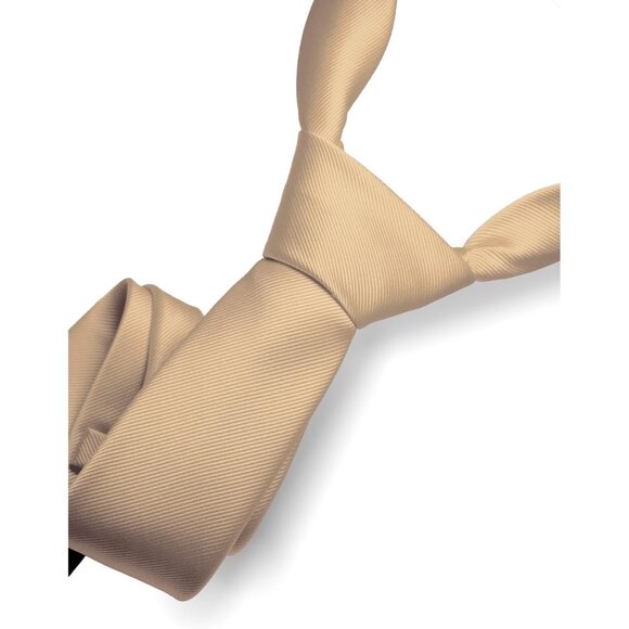 ⚡Men Champagne Imported Silk Blend Solid Formal Stylish Affordable Neck Tie - Picture 2 of 4